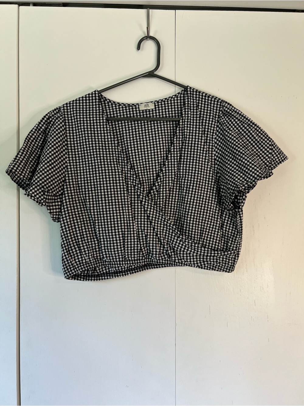 N/T Black & White Gingham Wrap Crop Top